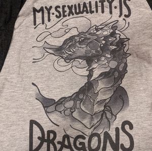 'My sexuality is Dragons' LOOK HUMAN baseball tee